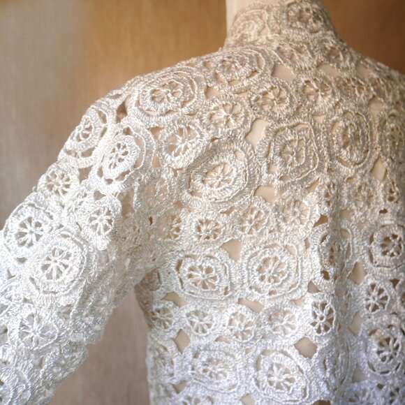 60s Vintage Silver Raffia Jacket, Made in Italy - Picture 2 of 10